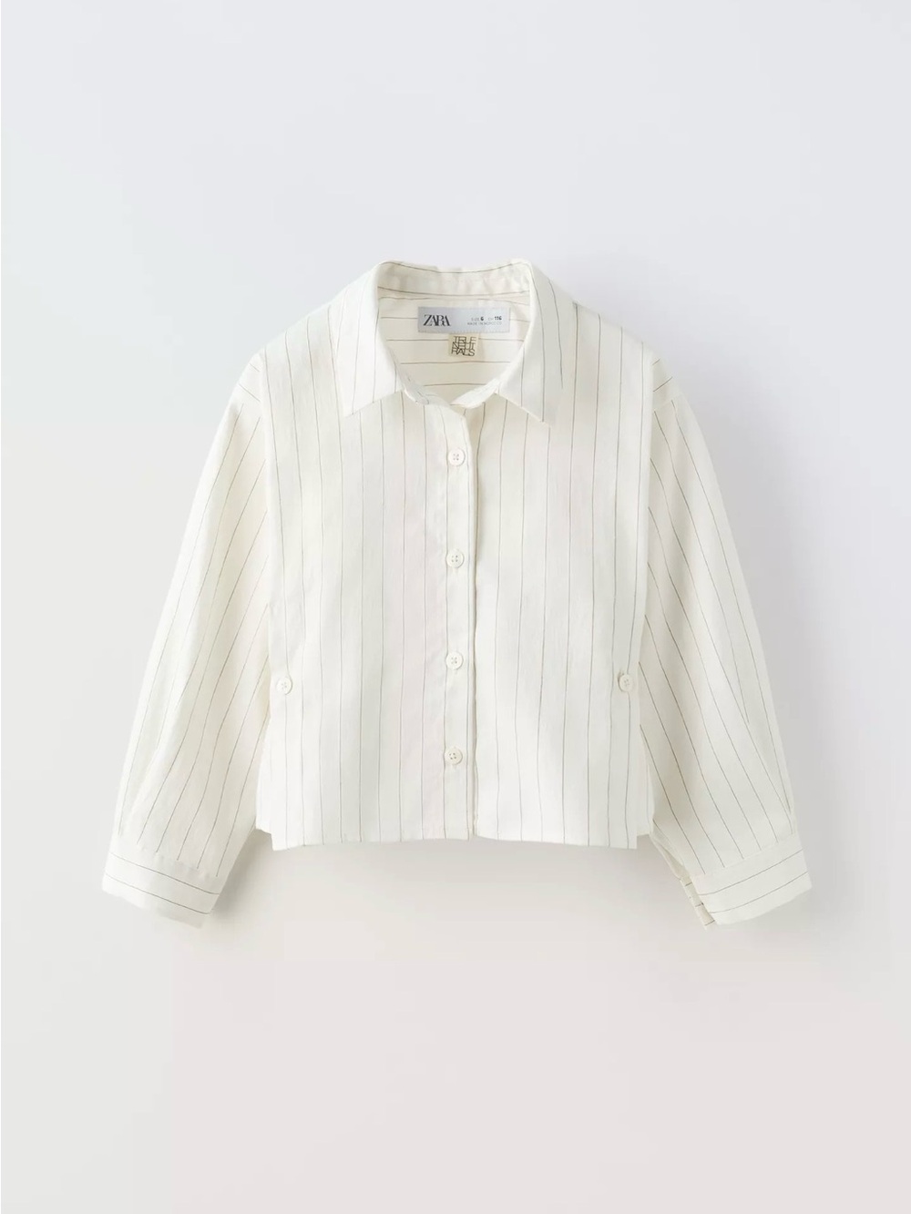 Zara Girls’ White Pinstripe Button-Up Shirt